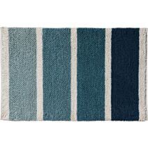 Tapis de bain fantaisie Mykonos polycoton chenillé bleu 50x80cm