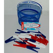20 Pinces à linge plastique + panier - THOMAS
