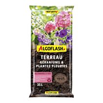 Terreau Géraniums et Plantes Fleuries à Rétention d'Eau d'Origine Naturelle 35L - ALGOFLASH