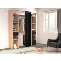 Dressing à rideau Corto L176xH200xP48cm Chêne clair - EKIPA