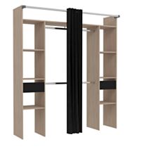 Dressing à rideau Corto L176xH200xP48cm Chêne clair - EKIPA