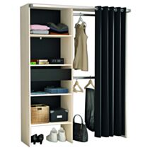 Dressing à rideau Bali Indus L143,5xH182xP48cm Acacia/Noir