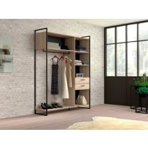 Dressing Chester chêne/métal noir H200xL160xP44cm