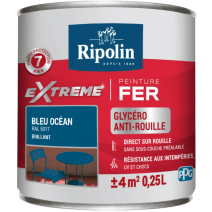 Peinture Extrême fer 0,25L brillant bleu océan RIPOLIN