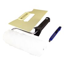 Lot application toile de verre : monture/rouleau/  spatule/cutter