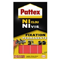 Adhésif de Fixation Ni Clou Ni Vis - Fixation Permanente - 10 Pastilles 3kg 20mm*40mm - PATTEX
