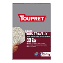 Enduit de rebouchage tous travaux poudre 1 kg blanc - TOUPRET