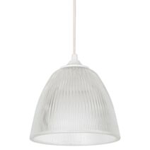 Suspension Ogive Verre Strié Blanc Ø16cm 60W - COREP