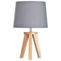 Lampe trépied bois coton Yoga Ø19x34cm Ardoise - COREP