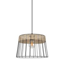 Suspension Métal et Rotin Indah Noir Mat Ø35cm E27 60W - COREP