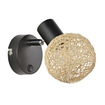 Spot métal noir mat/naturel malya