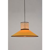Suspension cannage et coton Pennsy Ø44xH22cm Moutarde