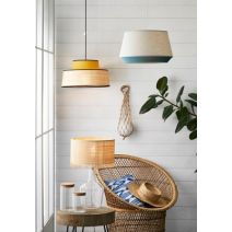 Lampe verre et raphia ibiza h48cm
