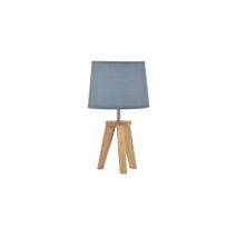 Lampe trépied bois coton Yoga Ø19x34cm Pétrole - COREP