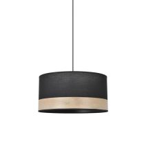 Suspension luminaire Raïto Ø38 E27 100W coton noir/effet bois - COREP