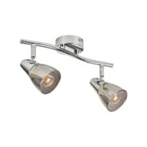 Spot 2 Lumières Jasper Verre et Métal Aluminium Brillant/Fumé - COREP