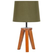 Lampe trépied bois coton Yoga Ø19x34cm Kaki - COREP