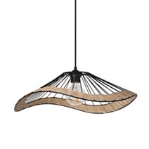 Suspension conique Mekong métal filaire/Rotin Tressé Noir/Naturel Ø48cm - COREP