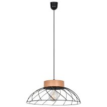 Suspension Kento Métal Filaire Noir Base Bois E27 60W - COREP