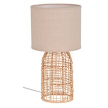 Lampe à poser en rotin et lin Tulum Ø18cm E14