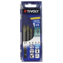 Coffret 5 Forets verre hexa ø3-4-5-6-8mm