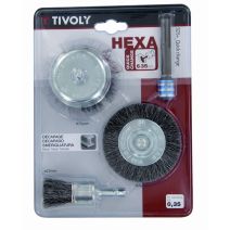 Lot de brosses pour métal queues héxagonales + PE SDS