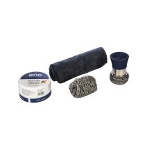 Nécessaire de nettoyage pour plancha: boule inox, microfibre, cleaner