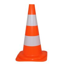 Cône de signalisation 50 cm orange fluo 2 bandes blanches - NOVAP