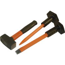 Lot (ciseau 250mm 1 broche de maçon 1 massette 1kg)