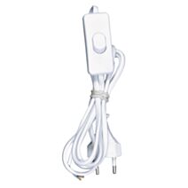 Cordon 1m50 avec interrupteur à bascule & fiche blanc