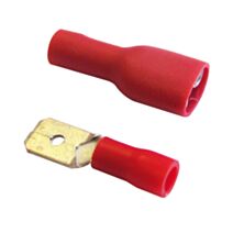 Cosses isolées clips+languette 6,3 mm rouge - TIBELEC