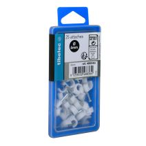 Attaches rondes à clou Ø 6 mm blanches 25 pcs TIBELEC