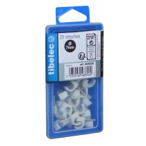 Attaches rondes à clou Ø 7 mm blanches 25 pcs TIBELEC