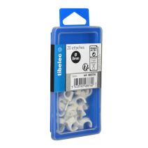 Attaches rondes à clou Ø 8 mm blanches 20 pcs TIBELEC