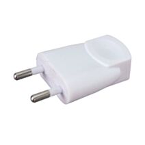 Fiche mâle blanche 2 pôles 6A 250V