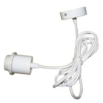 monture métal blanc et fil tissu blanc douille e27 - TIBELEC