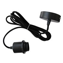 monture métal noire et fil tissu noir douille e27 - TIBELEC