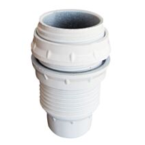 Douille E14 bakélite toute filetée+bagues blanc - TIBELEC