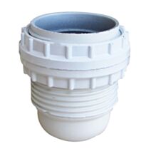 Douille E27 bakélite toute filetée+bagues blanc - TIBELEC