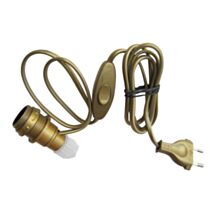 Adaptateur bouteille E14+câble+interrupteur+fiche doré - TIBELEC