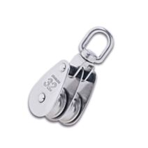 Poulie double dériveur avec émerillon et galet inox - acier inoxydable