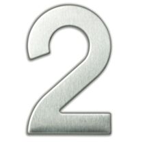 Chiffre "2" acier inoxydable adhésif hauteur 9,5cm
