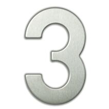 Chiffre "3" acier inoxydable adhésif hauteur 9,5cm