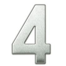 Chiffre "4" acier inoxydable adhésif hauteur 9,5cm