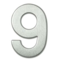 Chiffre "9" acier inoxydable adhésif hauteur 9,5cm
