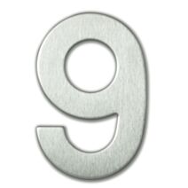 Chiffre "9" acier inoxydable adhésif hauteur 9,5cm