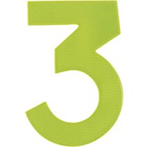 Chiffre "3" PVC adhésif jaune hauteur 17 cm