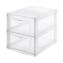 Tour de rangement Orgamix 2 tiroirs transparent - SUNDIS
