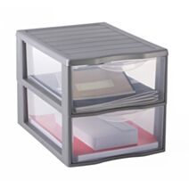 Tour de rangement Orgamix A4 2 tiroirs argent - SUNDIS