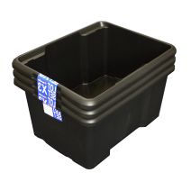 Lot de 3 bacs en plastique superposables 30L noir